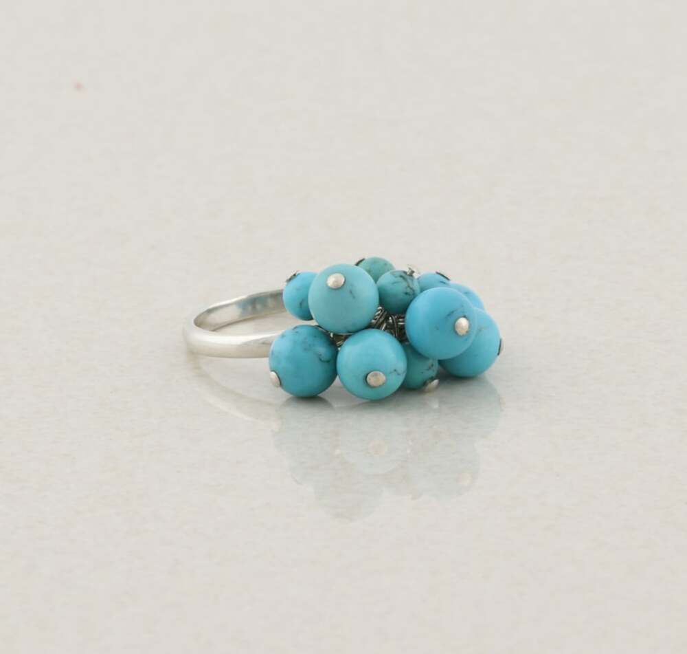 Sterling Silver Turquoise Dangle Bead Ring Size 7 Coleman Co CCO